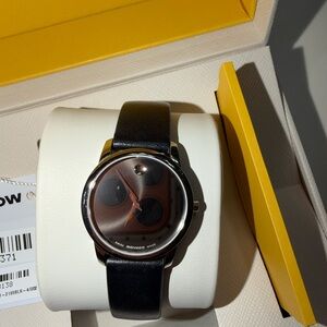✨ Movado Museum Classic Watch | Black Dial | Swiss Made | Leather Strap